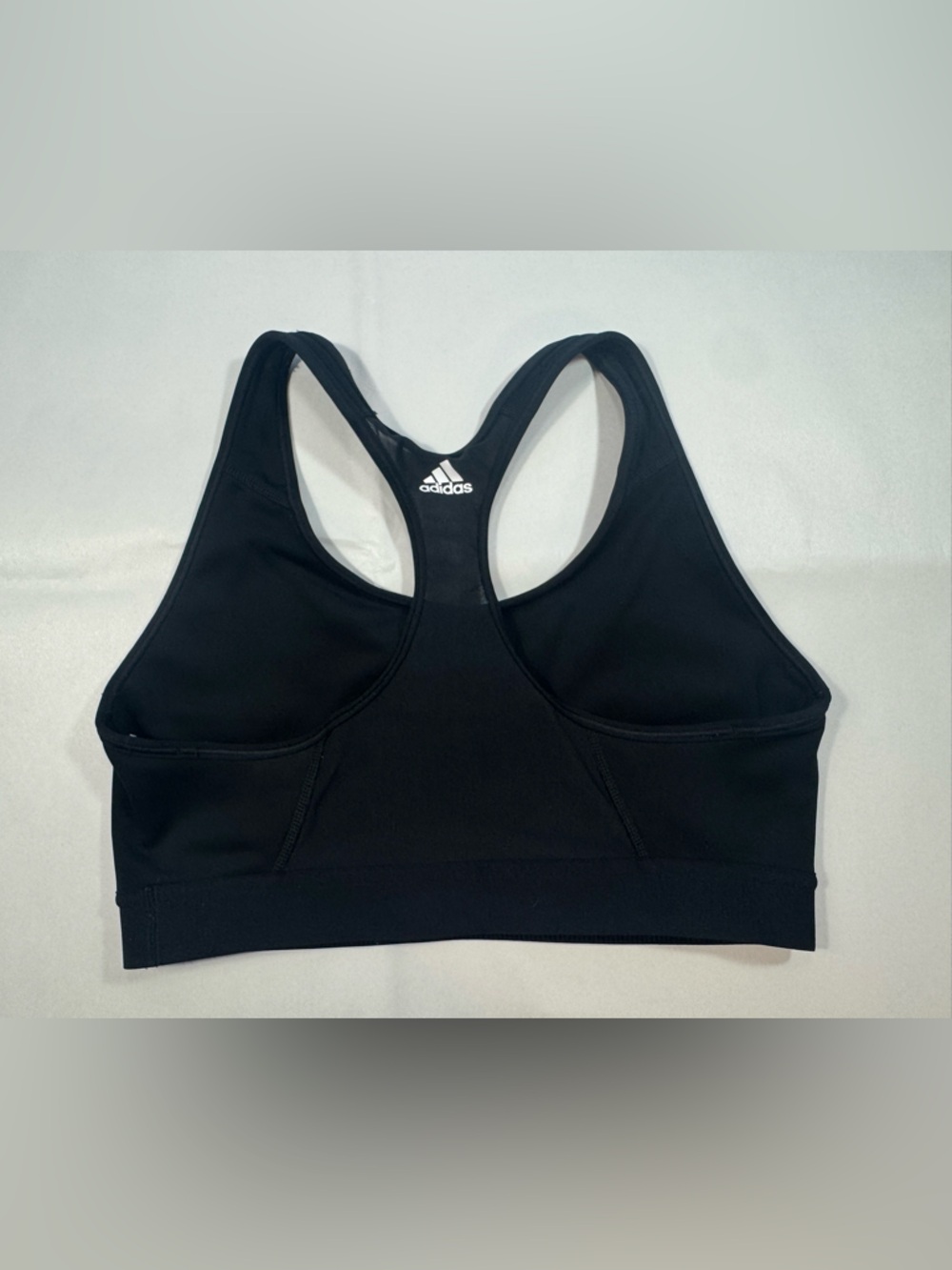 adidas Black Sports Bra with White Logo Print - Picture 2 of 7